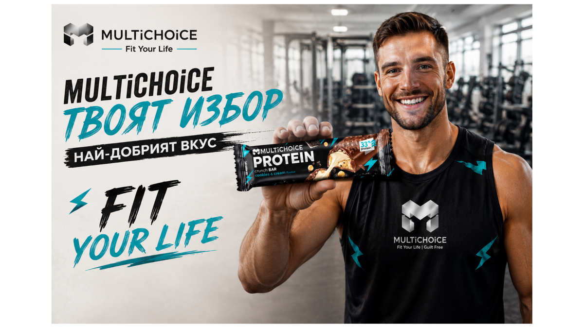 MULTICHOICE CRUNCH Протеинов бар – Cookies & Cream