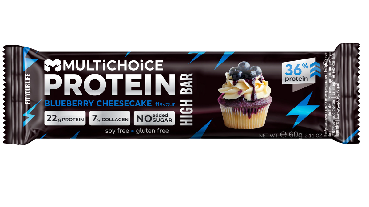 MULTICHOICE HIGH Протеин бар – Blueberry Cheesecake