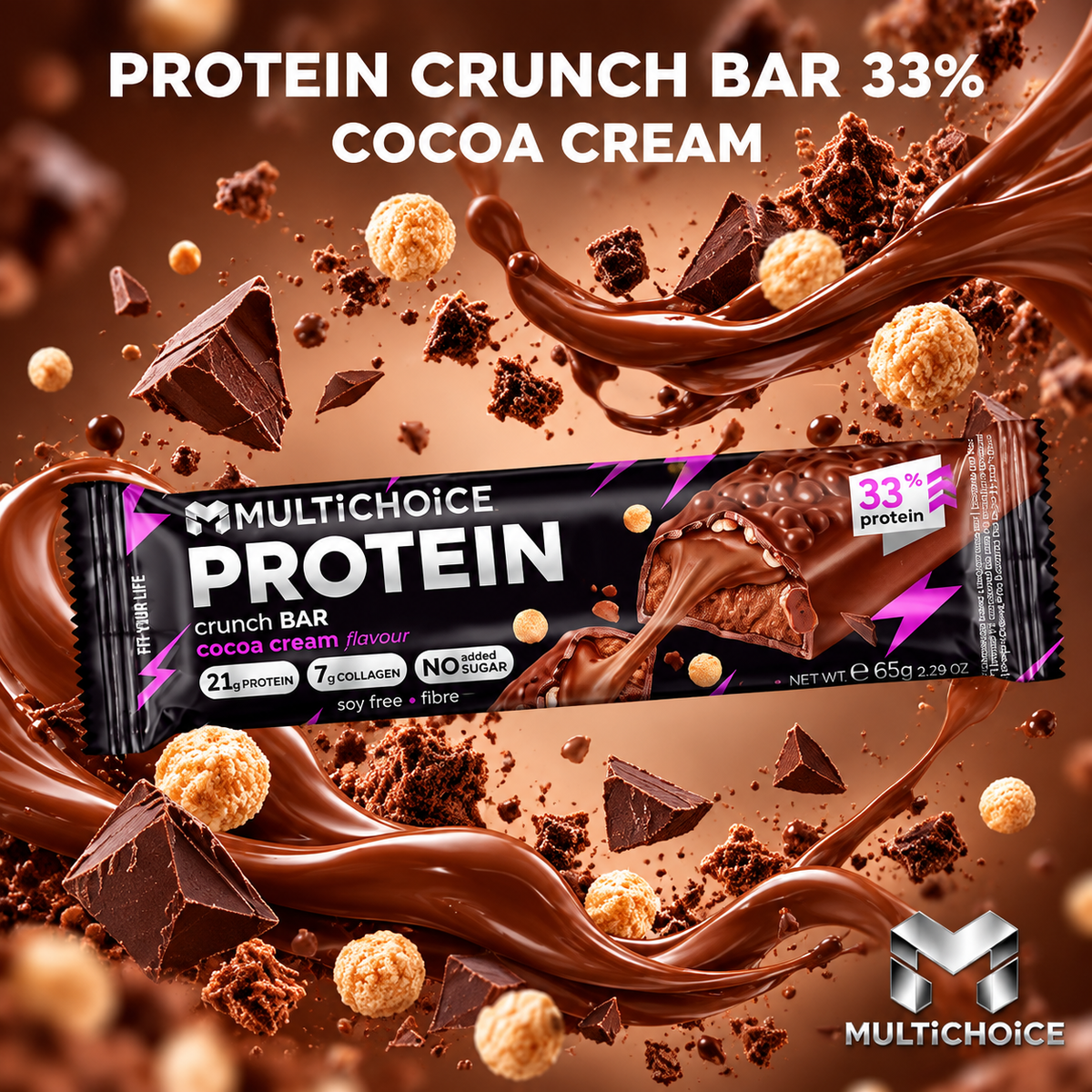 MULTICHOICE CRUNCH Протеинов бар – Cocoa Cream