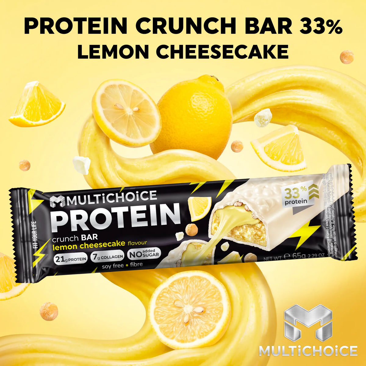 MULTICHOICE CRUNCH Протеинов бар – Lemon Cheesecake